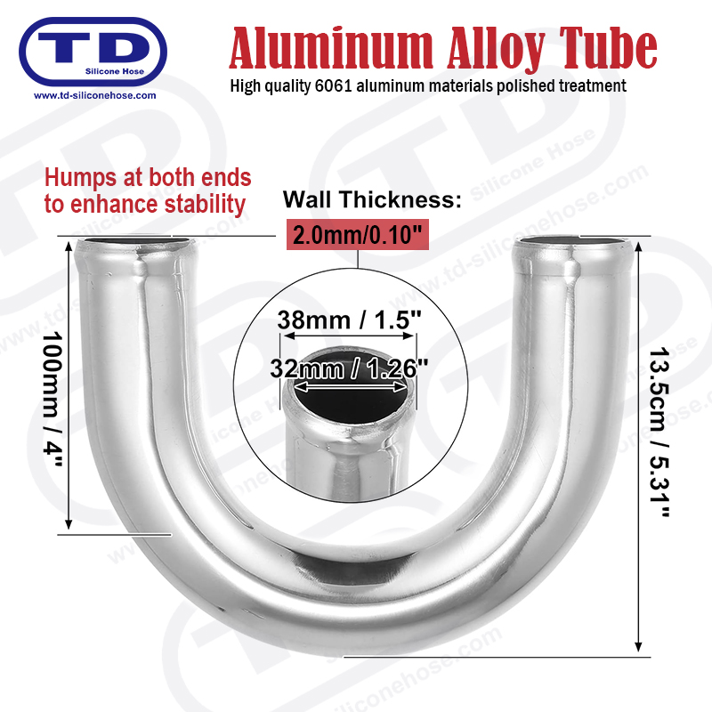 Conductă de aluminiu 180 ° cot OD: 1,5 
