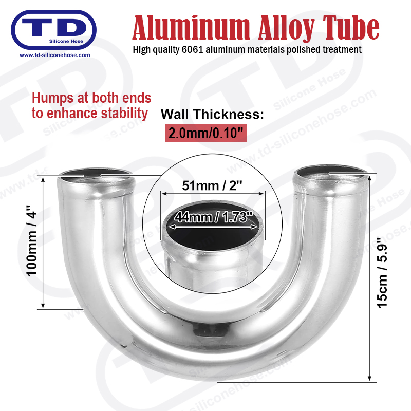 Conductă de aluminiu 180 ° cot OD: 2,0 