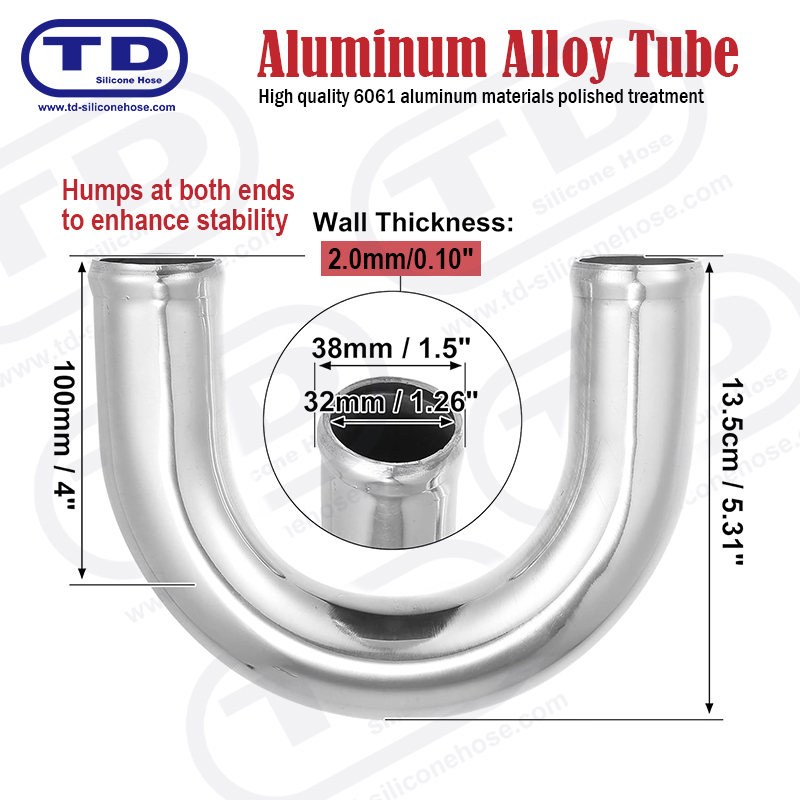 Conductă de aluminiu 180 ° cot OD: 1,5 