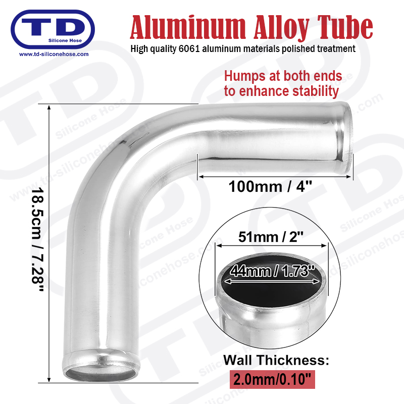 Conductă de aluminiu 90 ° cot OD: 2,0 